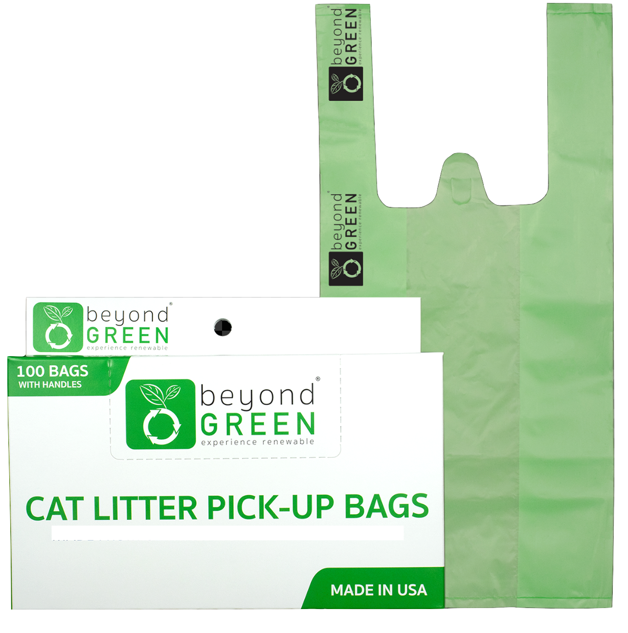 Plant-Based Cat Litter Pick-Up Bags with Handles - 100 bags