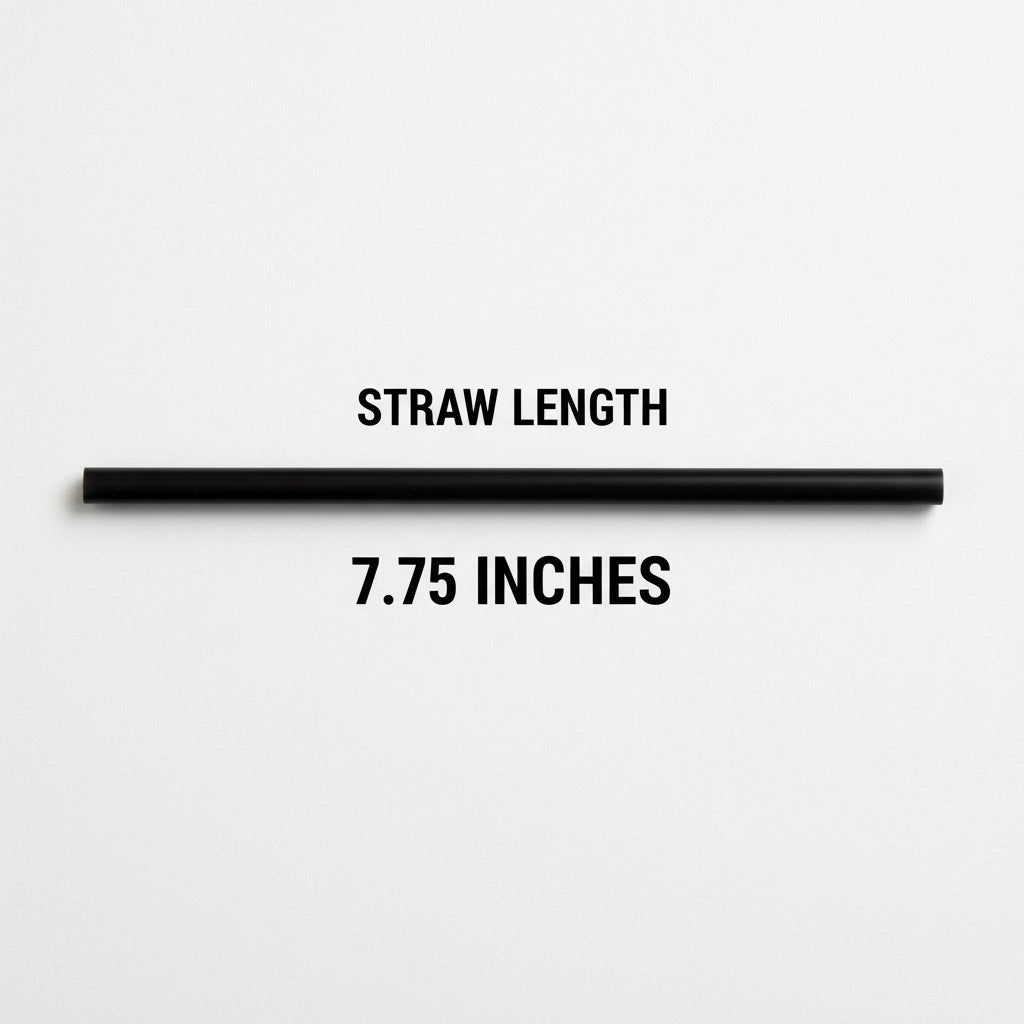 Straws, Jumbo Size 7.75", Black, Unwrapped – Bulk Pack - 2,500 Count