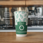 beyondGREEN Aqueous Paper Cups – 12 oz / 16 oz | Hot & Cold Use | Made in USA | 25 CT