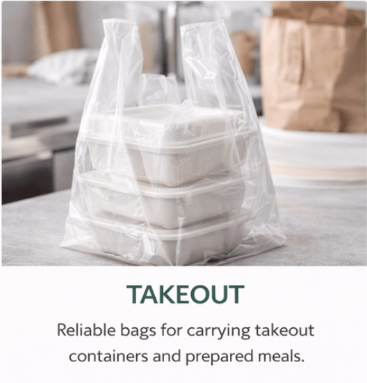 beyondGREEN Clear Multipurpose Take Out Bag — Durable, Easy - Carry, Made in USA - 1000 Count 8"x5"x16" - 1000 Count - beyondGREEN biotech™