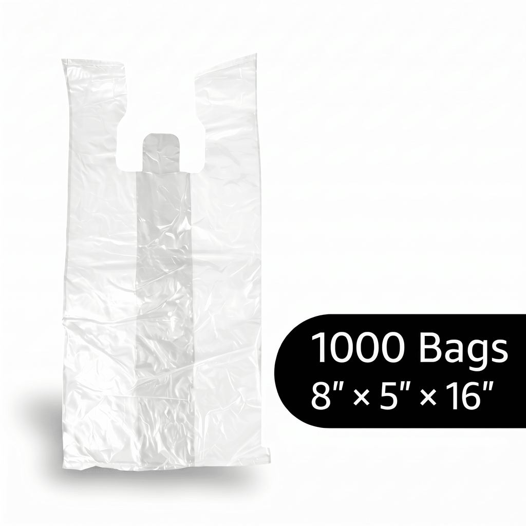 beyondGREEN Clear Multipurpose Take Out Bag — Durable, Easy - Carry, Made in USA - 1000 Count 8"x5"x16" - 1000 Count - beyondGREEN biotech™