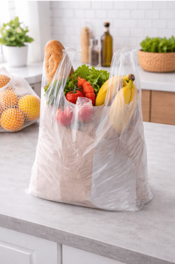 beyondGREEN Clear Multipurpose Take Out Bag — Durable, Easy - Carry, Made in USA - 1000 Count 8"x5"x16" - 1000 Count - beyondGREEN biotech™