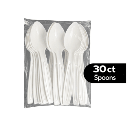 beyondGREEN Spoons (White) – 30 Count Made in USA, Durable Heavy - Duty Set - beyondGREEN biotech™