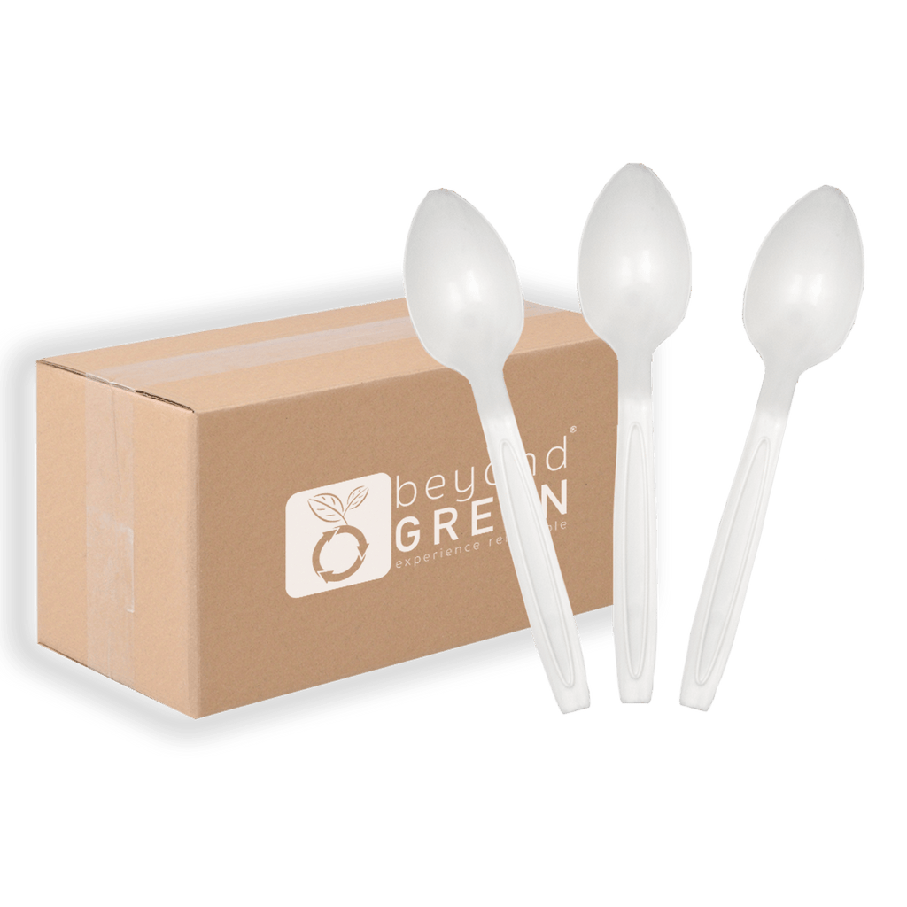 beyondGREEN's BPI Certified Spoons – 1,000 Unwrapped Bulk Case | Made in USA - Cutlery - beyondGREEN biotech™