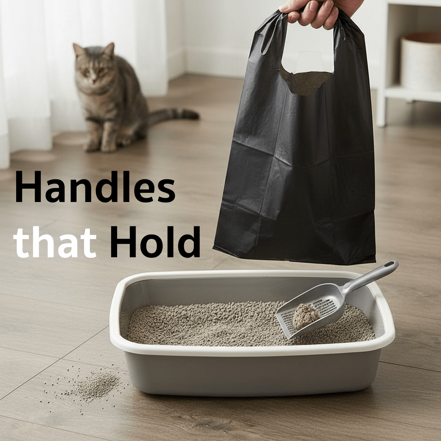 Black Cat Litter Bags – 8" x 16" with 5" Gusset & Handles | 100 Count | Made in USA | beyondGREEN - Cat Litter Bags - beyondGREEN™