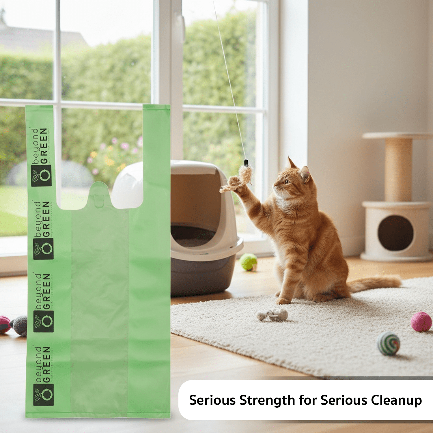 Cat Litter Bags – 8" x 16" with 5" Gusset & Handles | Leak - Resistant | Made in USA | beyondGREEN Standard - Cat Litter Bags - beyondGREEN™