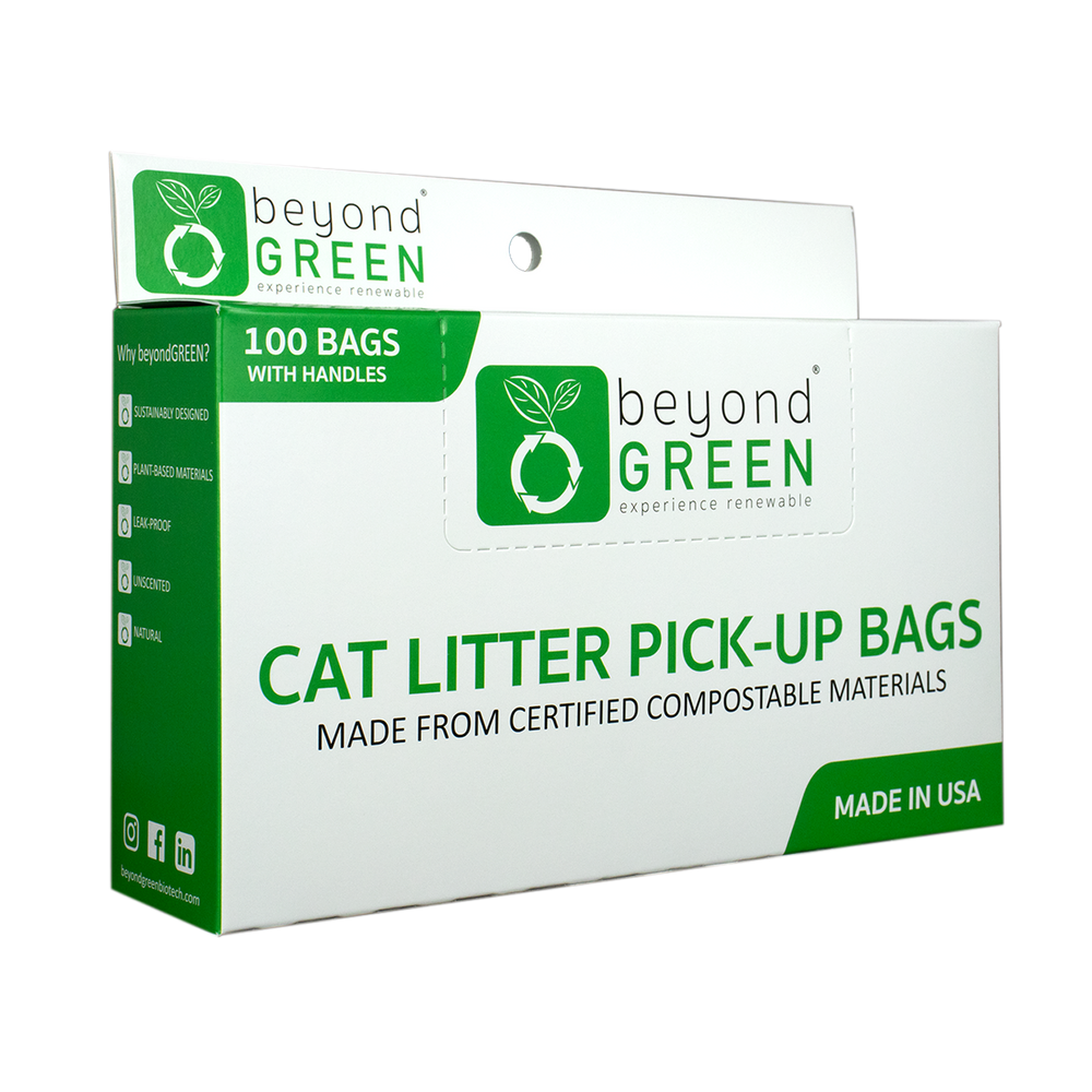 Plant-Based Cat Litter Pick-Up Bags with Handles - 100 bags