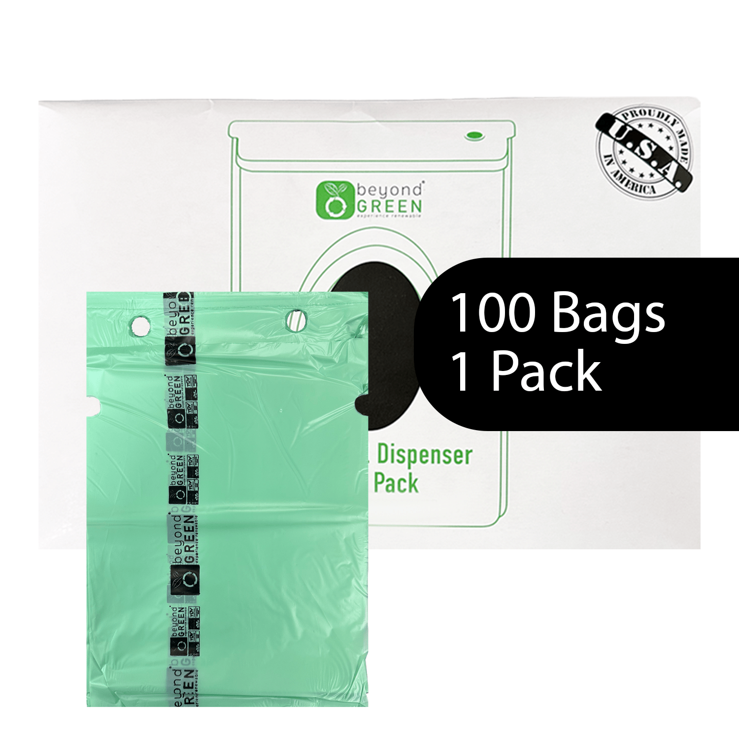 Dog Waste Station Bags – Single - Pull Refill 9" x 13" | Park Dispenser Compatible | Made in USA | beyondGREEN 1 Pack - 100 Bags - Dog Waste Bags - beyondGREEN biotech™