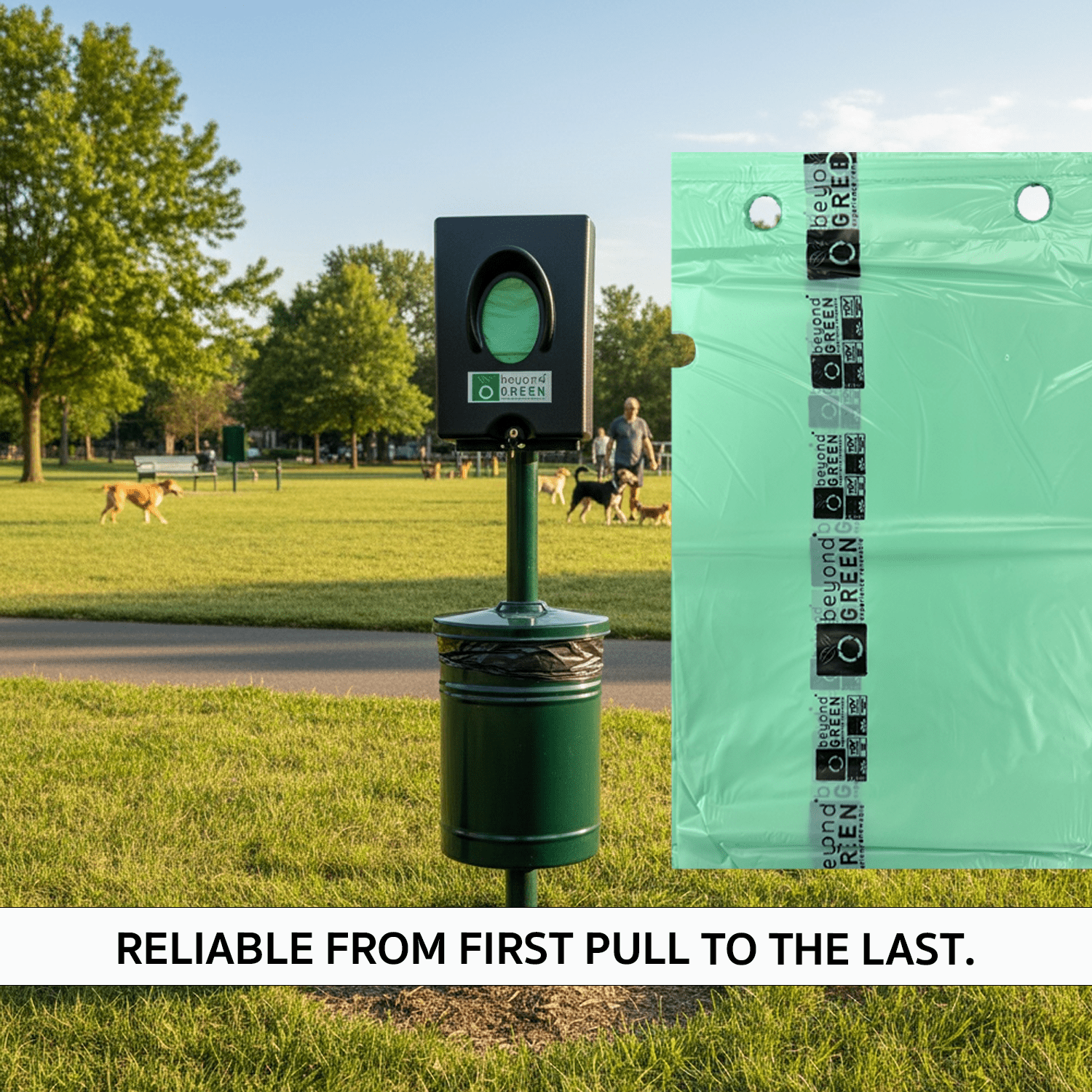 Dog Waste Station Bags – Single - Pull Refill 9" x 13" | Park Dispenser Compatible | Made in USA | beyondGREEN 25 Packs - 2500 Bags - Dog Waste Bags - beyondGREEN biotech™