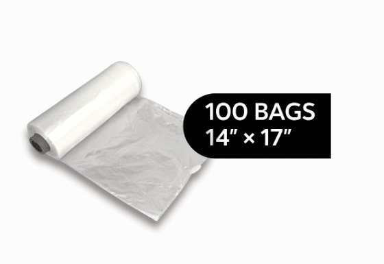 Produce Bags on Roll – 100 Count | Clear | 14" x 17" | Reusable Style | Made in USA | beyondGREEN - beyondGREEN biotech™