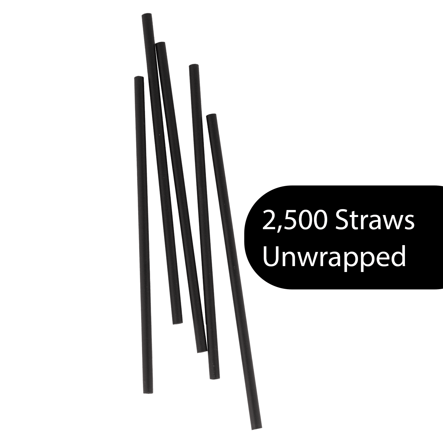 Straws, Jumbo Size 7.75", Black, Unwrapped – Bulk Pack - 2,500 Count - beyondGREEN biotech™