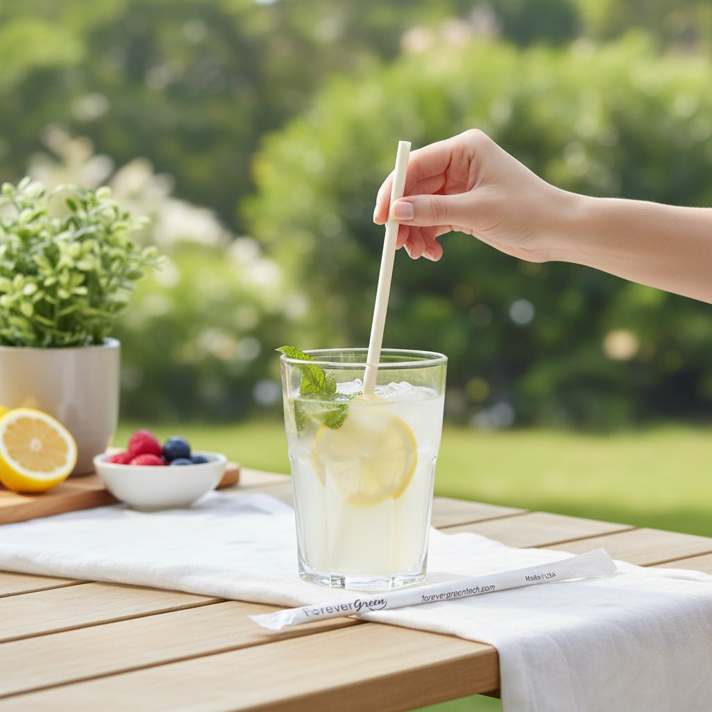 Wrapped 10.25'' x 0.27'' Compostable White Giant Drinking Straws - 1,850 Count - beyondGREEN biotech™
