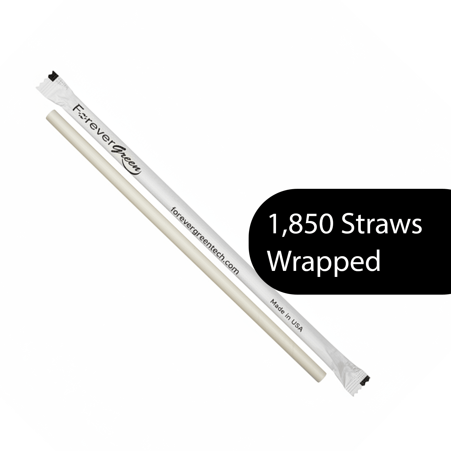 Wrapped 10.25'' x 0.27'' Compostable White Giant Drinking Straws - 1,850 Count - beyondGREEN biotech™
