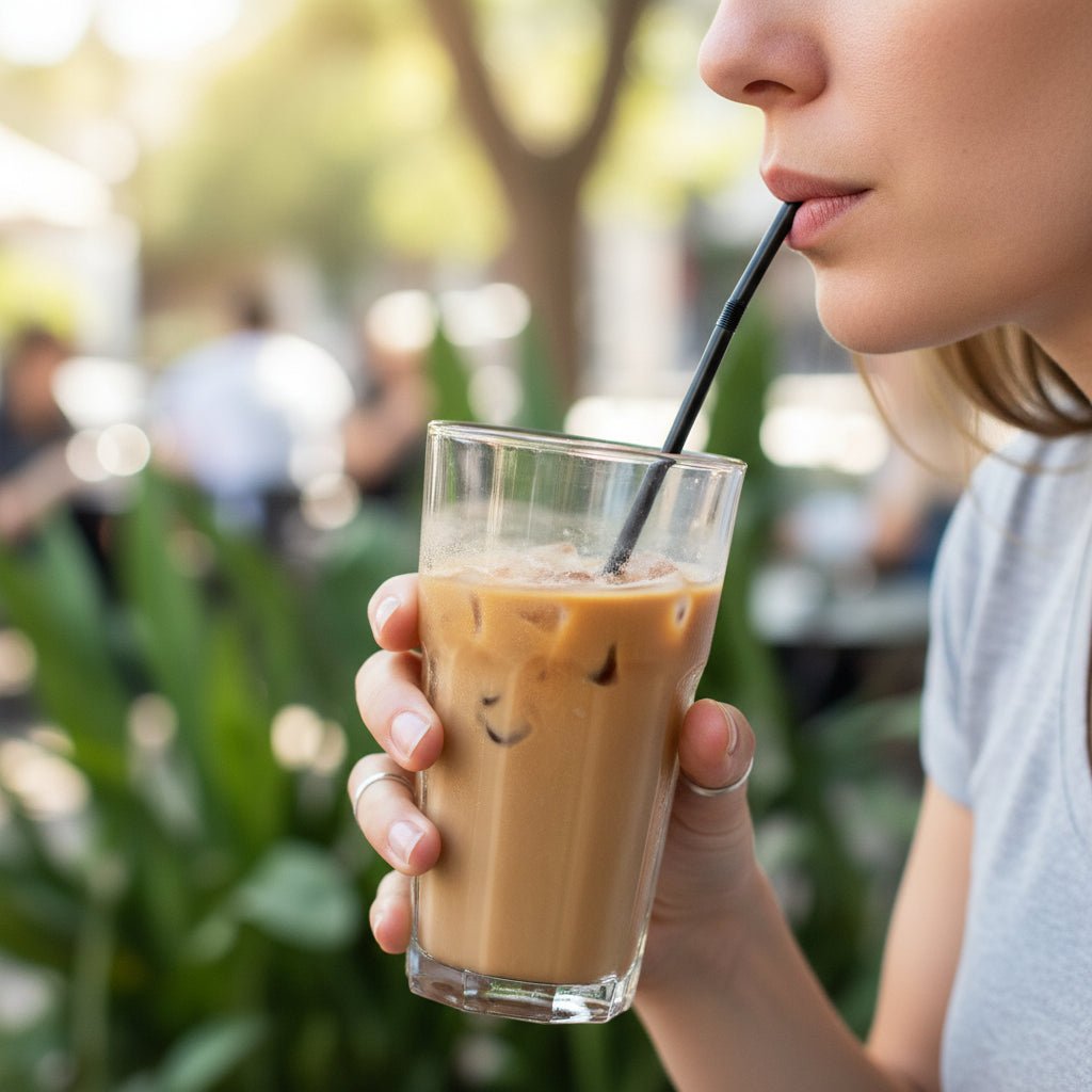 Wrapped 7.75'' x 0.24'' Compostable Black Jumbo Drinking Straws - 2,500 Count - beyondGREEN biotech™