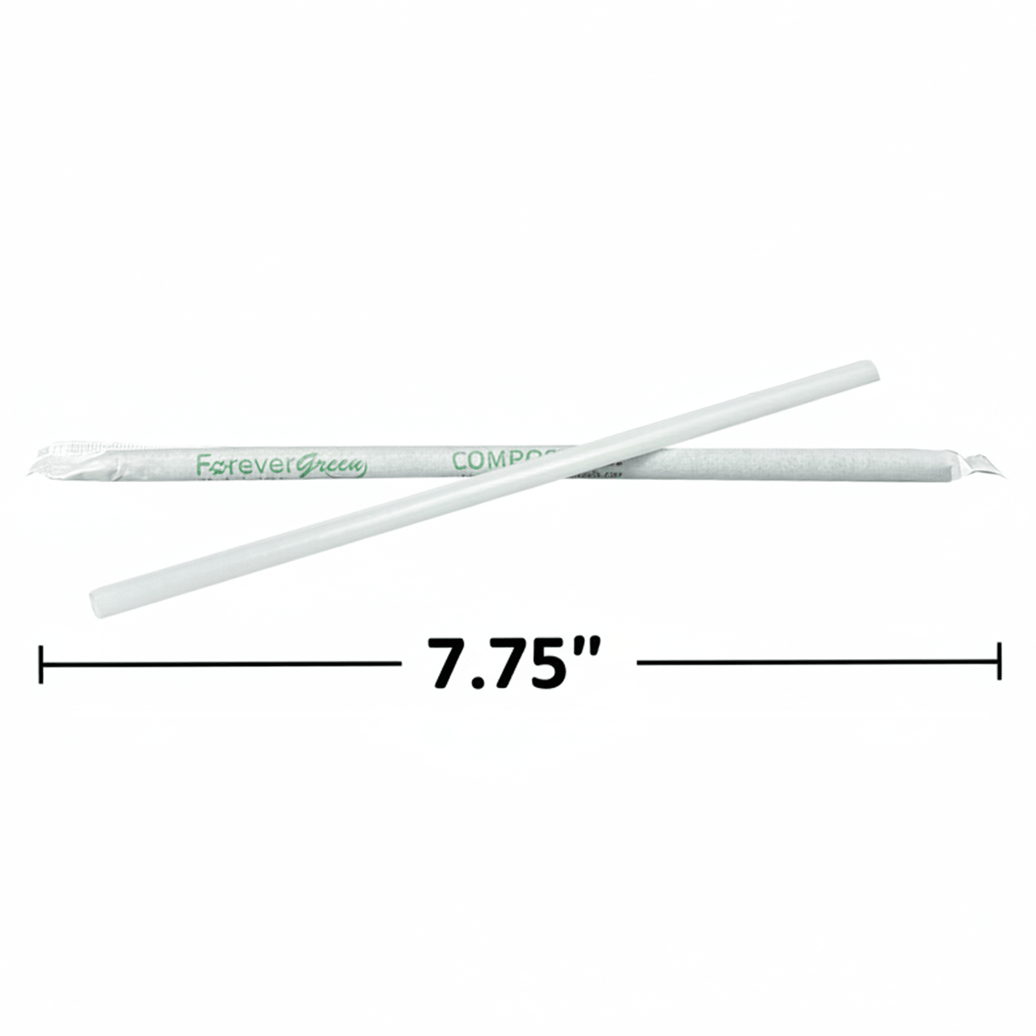 Wrapped 7.75'' x 0.24'' Compostable White Jumbo Drinking Straws - 2,500 Count - beyondGREEN biotech™