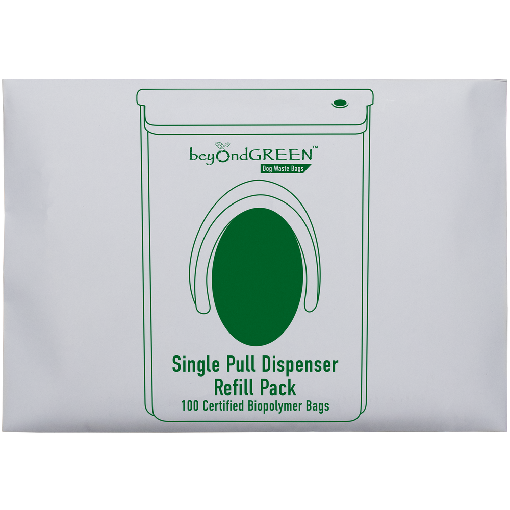 Plant-Based Dog Poop Bags Refill for Single-Pull Park Dispenser - 100 Bags