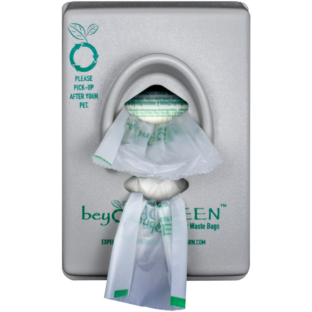 beyondGREEN Dog Waste Bag Dispenser – Wall & Pole Mount – Standard Roll Compatible, Front-Load