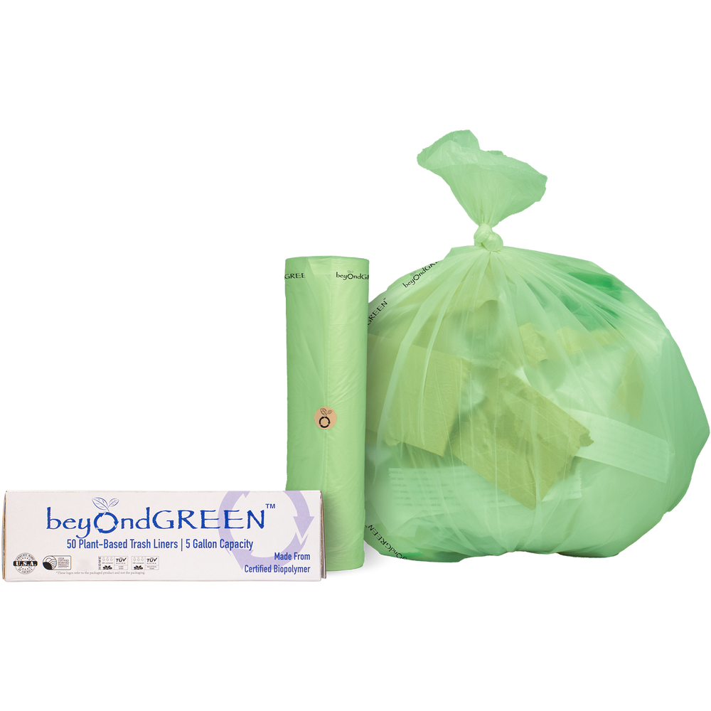 5-Gallon Plant-Based Trash Can Liner - 50 Bags