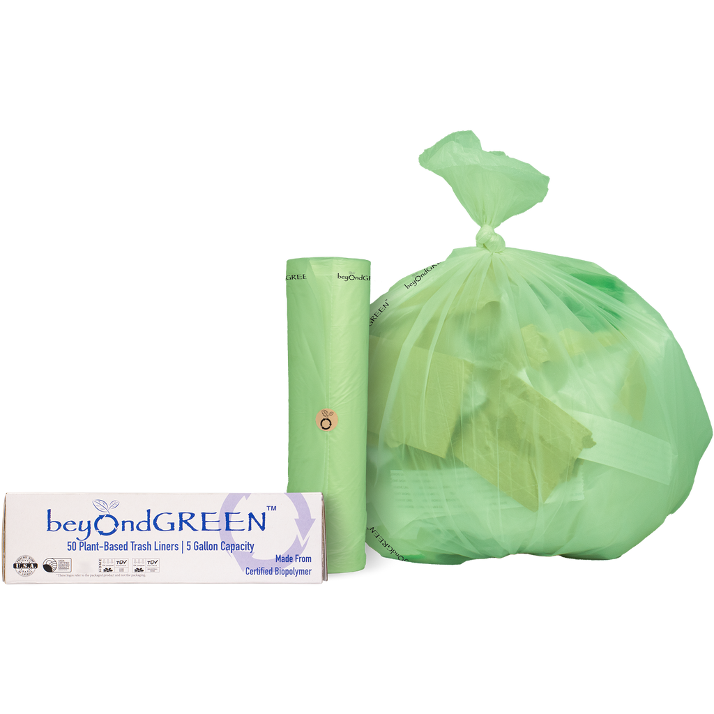 5-Gallon Plant-Based Trash Can Liner - 50 Bags