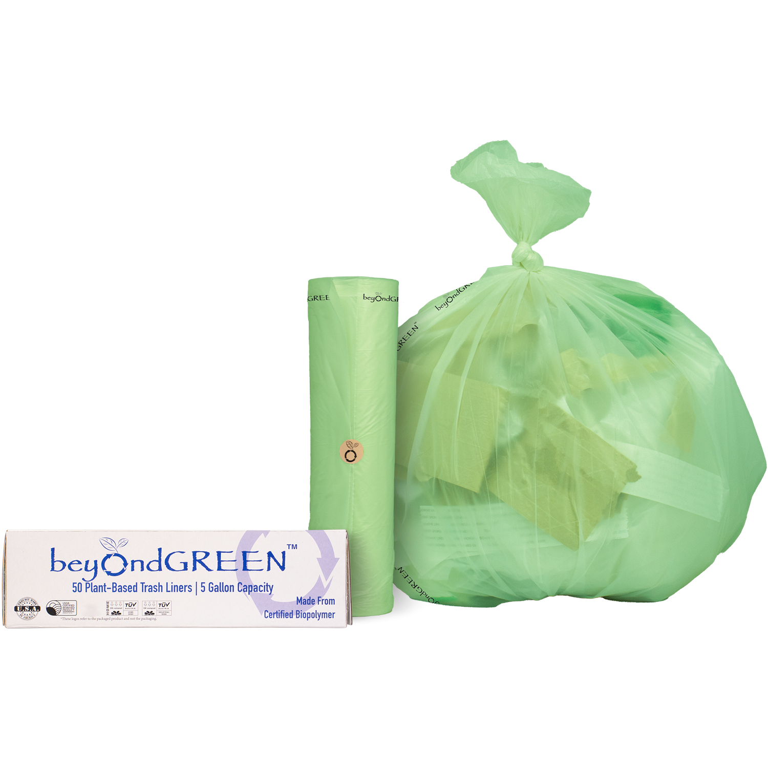 5-Gallon Plant-Based Trash Can Liner - 50 Bags