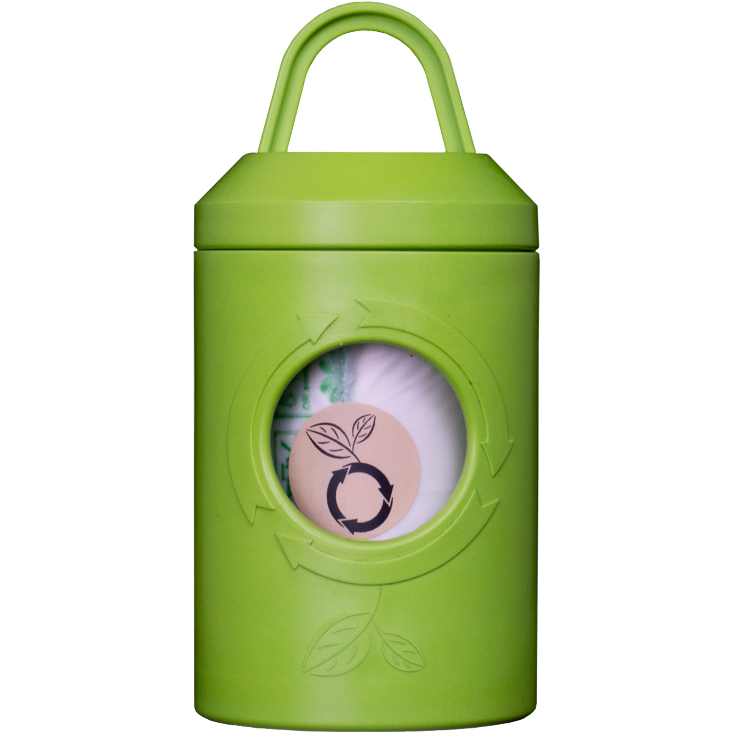 front facing close up of beyondGREENs dog bag dispensing unit