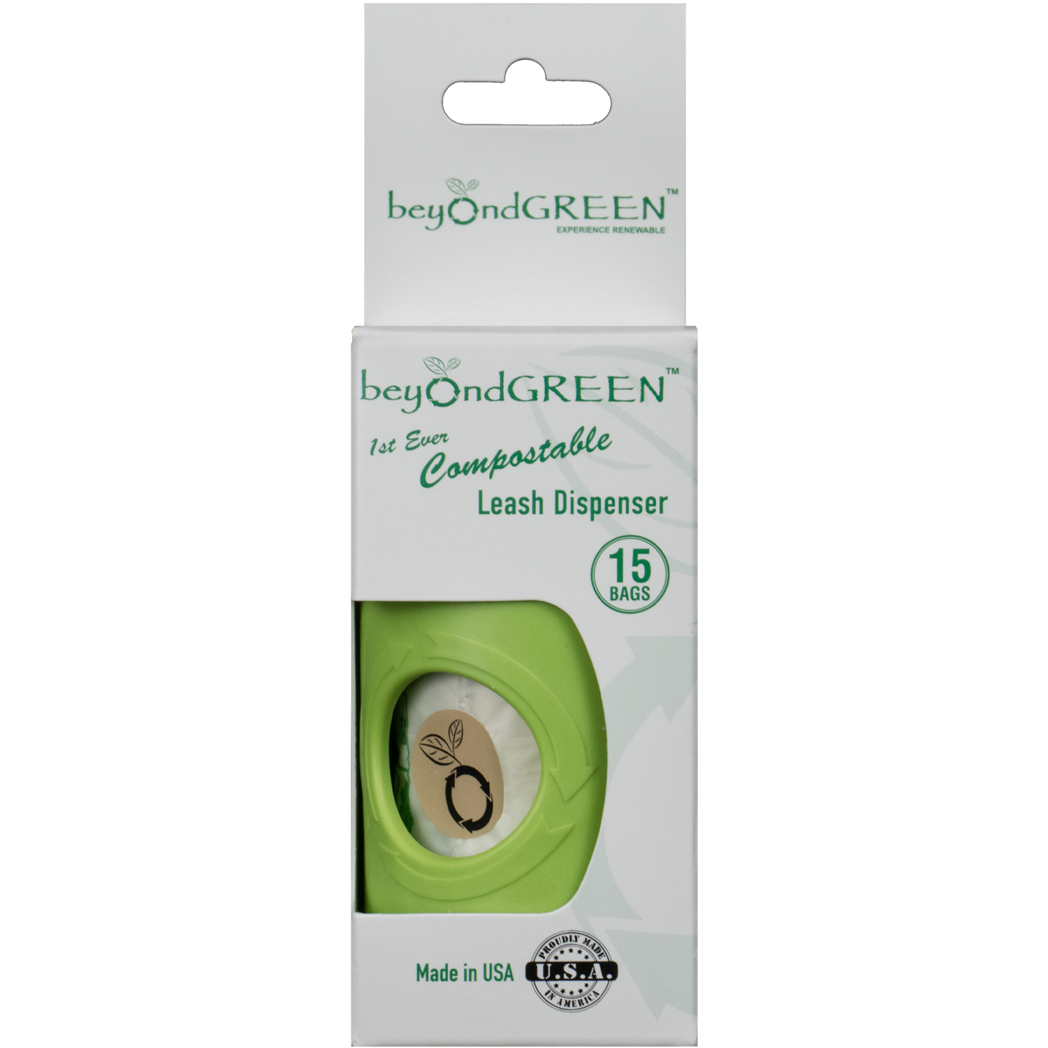 front packaging image of compostable leash dispenser