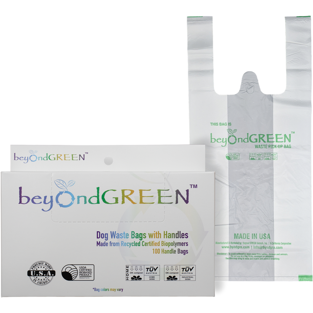 Plant-Based Dog Poop Bags with Handles - 100 Bags -