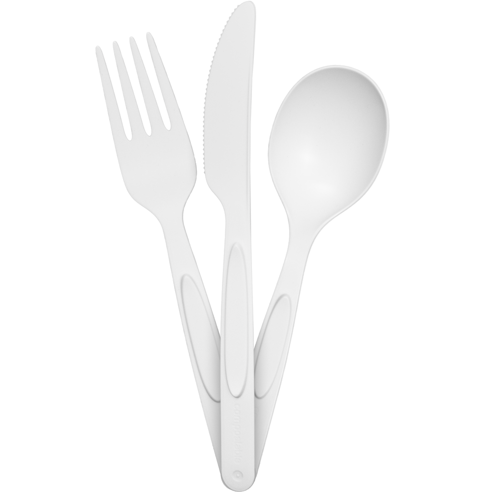 beyondGREEN Plant-Based Disposable Cutlery Utensils – 70 Spoons, 70 Forks, 70 Knives (210 total) - Unwrapped
