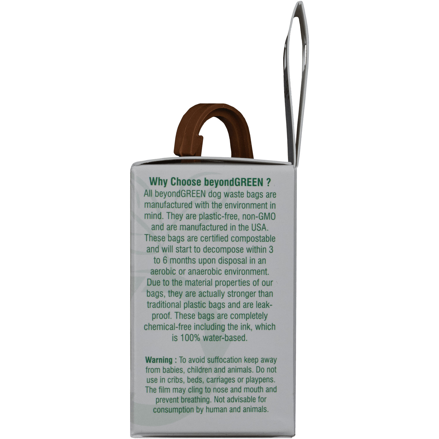 beyondGREEN Dog Waste Bag Leash Dispenser – Clip - On Holder for Standard Rolls – Durable, Portable, Made in USA - Poop Bag Dispenser - beyondGREEN™