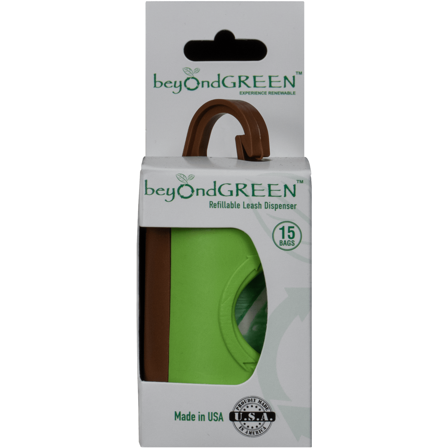 beyondGREEN Dog Waste Bag Leash Dispenser – Clip - On Holder for Standard Rolls – Durable, Portable, Made in USA - Poop Bag Dispenser - beyondGREEN™