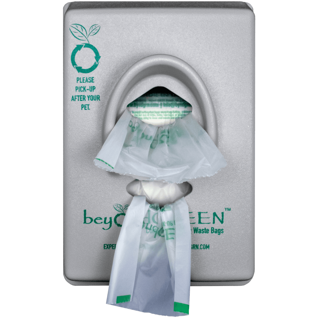 Dog Poop Bag Dispenser – Wall & Pole Mount | Dog Waste Station | Front - Load | Made in USA | beyondGREEN Gray - Poop Bag Dispenser - beyondGREEN™