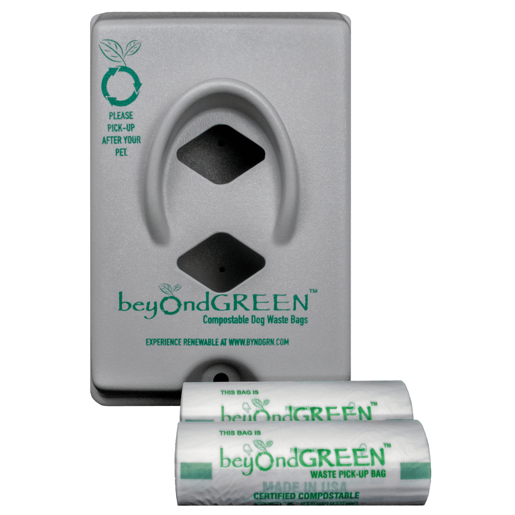 Dog Poop Bag Dispenser – Wall & Pole Mount | Dog Waste Station | Front - Load | Made in USA | beyondGREEN Gray - Poop Bag Dispenser - beyondGREEN™
